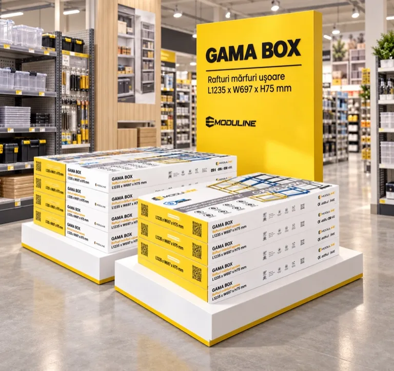 Prezentare la raft a rafturilor BOX ambalate